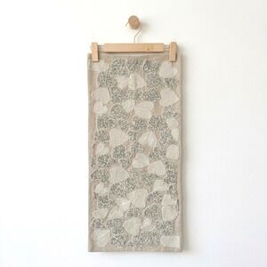 Cynthia Rowley Beaded Heart Table Runner Beige Cream Silver 14x35 Romantic Decor